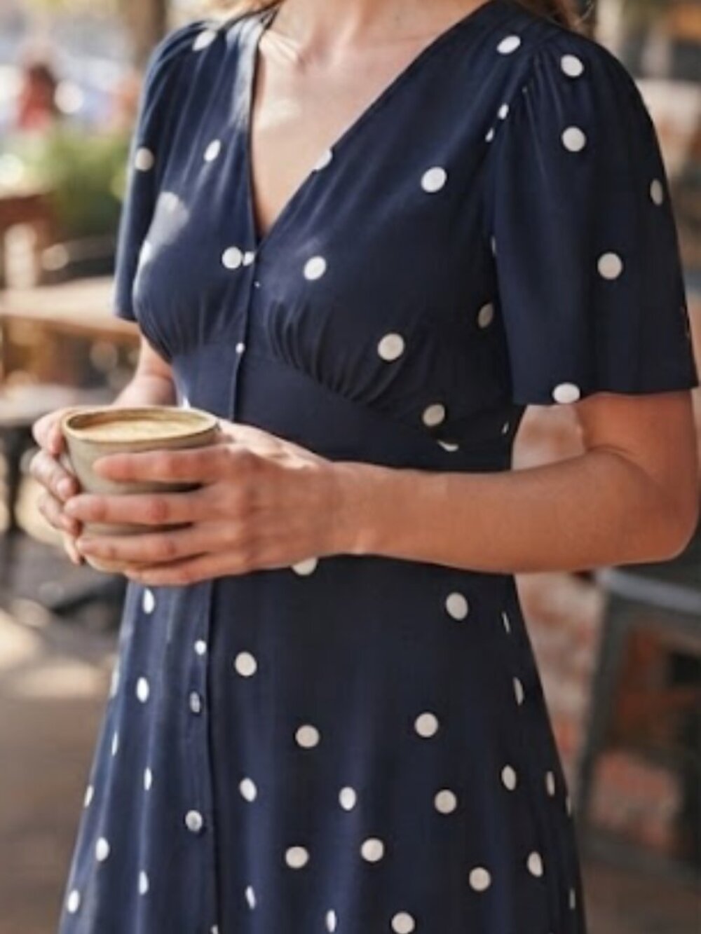 Old Navy Polka Dot Midi Dress — Navy & White | Size M